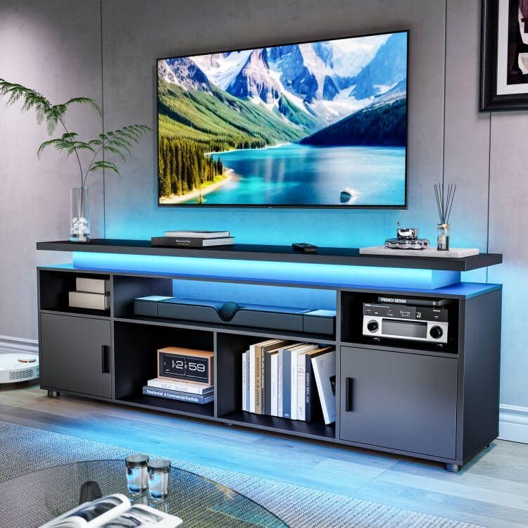 Gaming Console Entertainment Center - TV Stand, Entertainment Center with LED