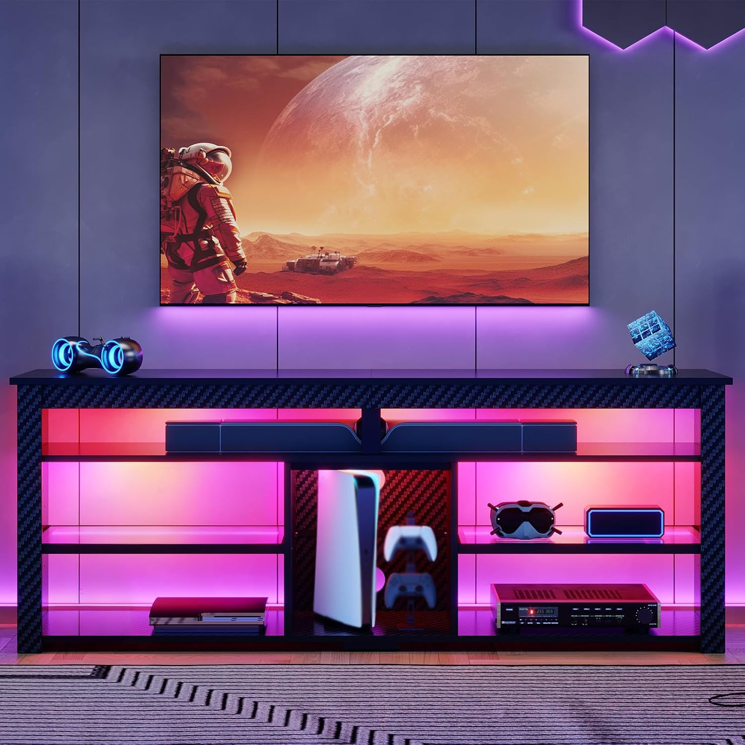 Tall TV Stand Entertainment Ce - Gaming Console Entertainment Center recension och pris