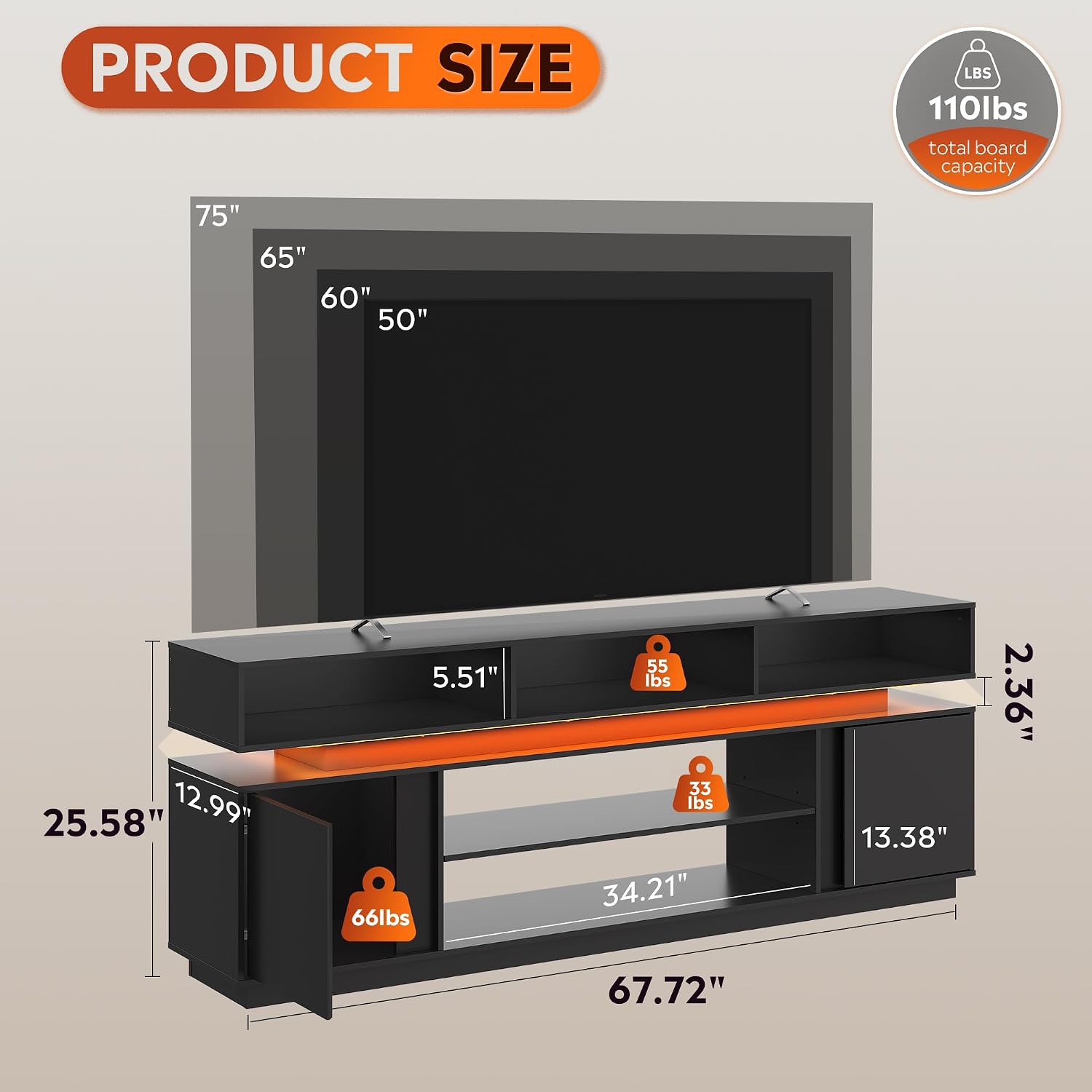 Modern TV Stand 75 Inch Entert - Gaming Console Entertainment Center recension och pris