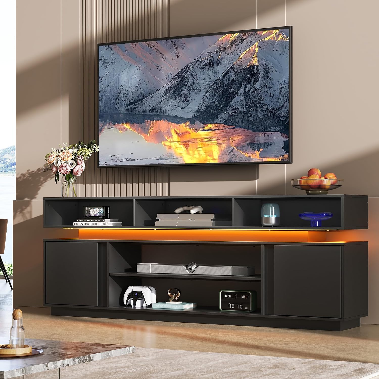 Modern TV Stand 75 Inch Entert - Gaming Console Entertainment Center recension och pris