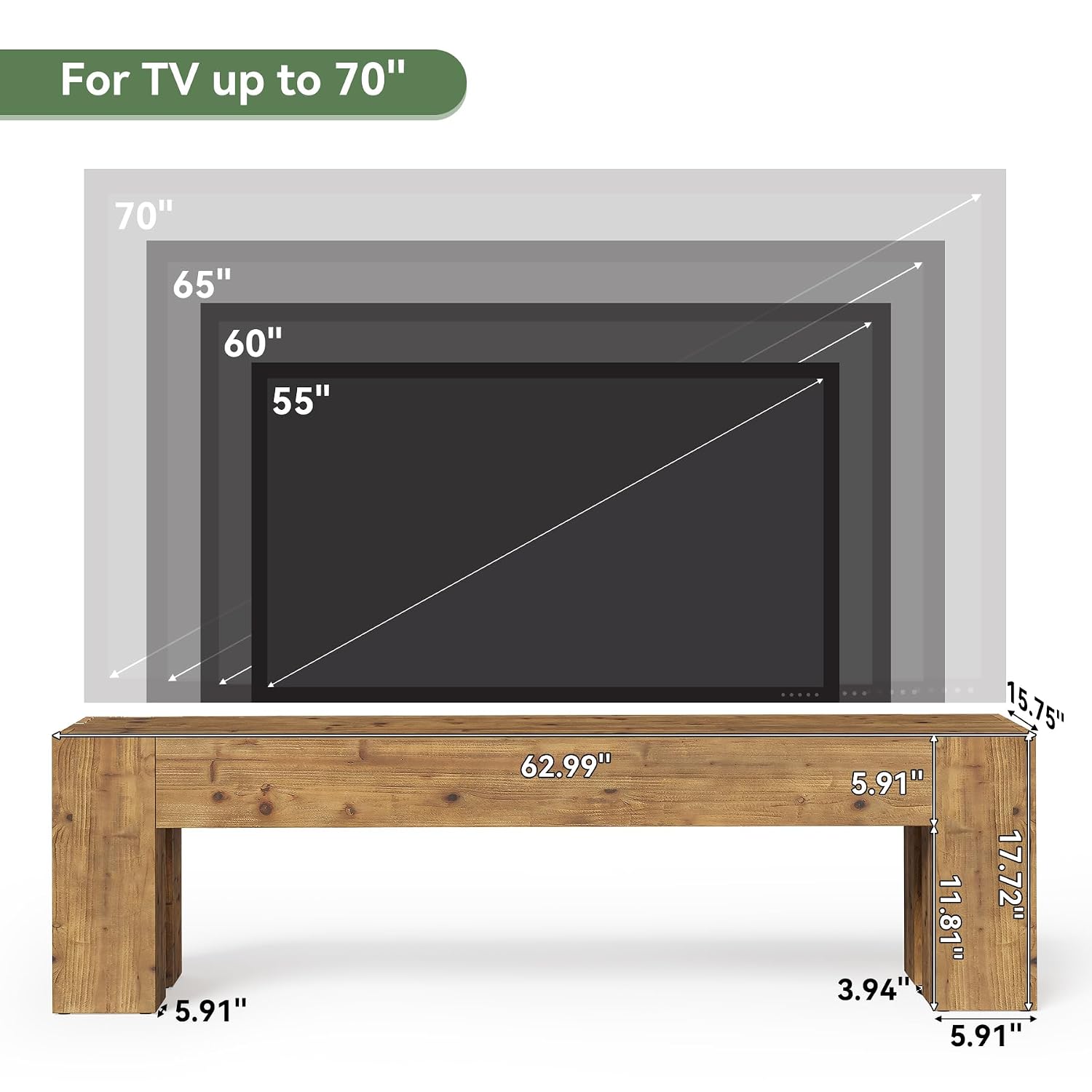 Solid Wood TV Stand 63