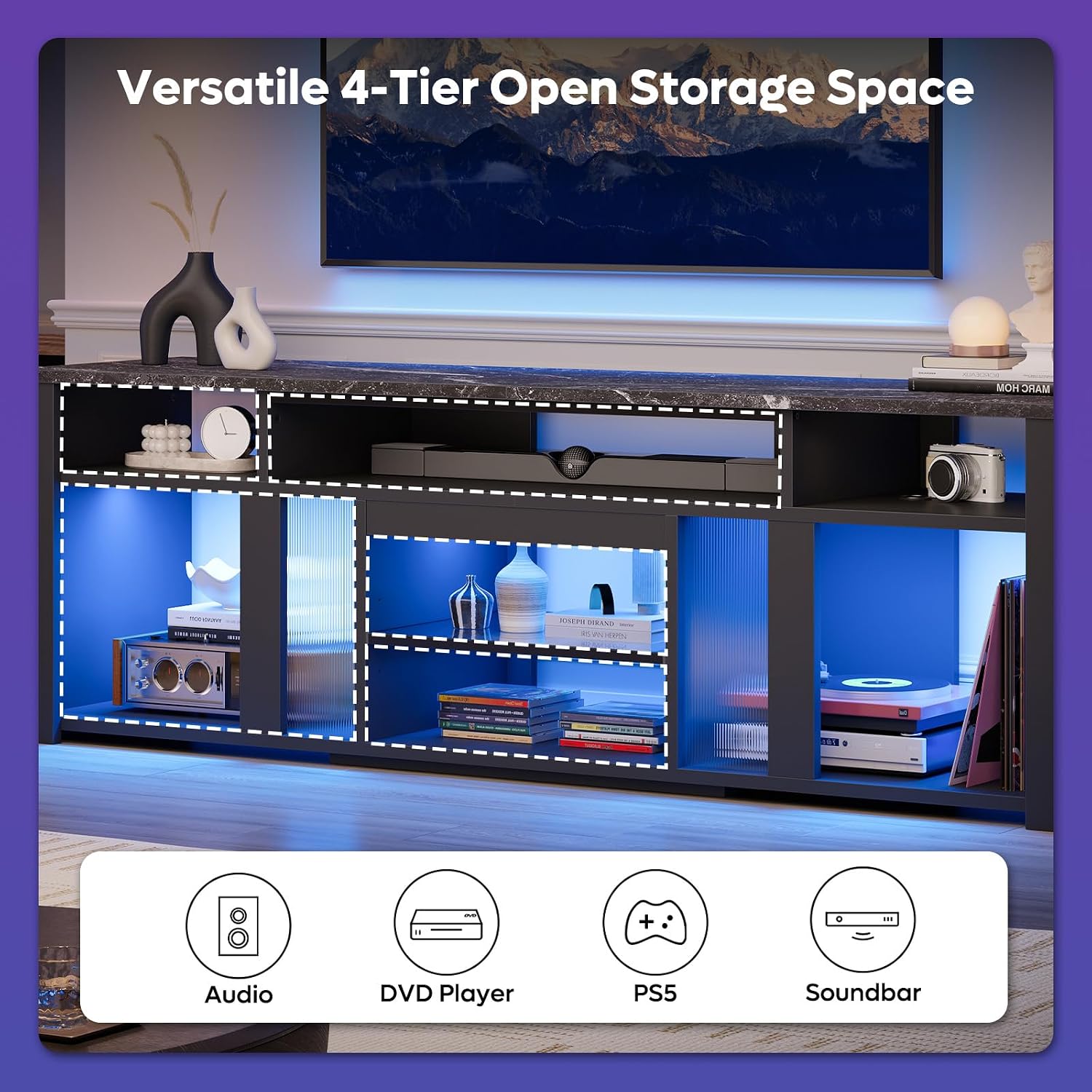 80 Inch TV Stand Entertainment - Gaming Console Entertainment Center recension och pris